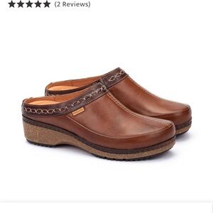 NEW PIKOLINOS Brown Leather Clogs Size 37 (6.5-7)
